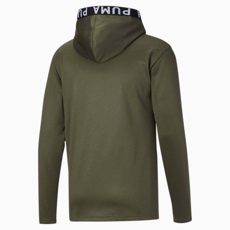 Puma | Men's Train PWR Fleece FZ Hoodie - Dark Green Moss