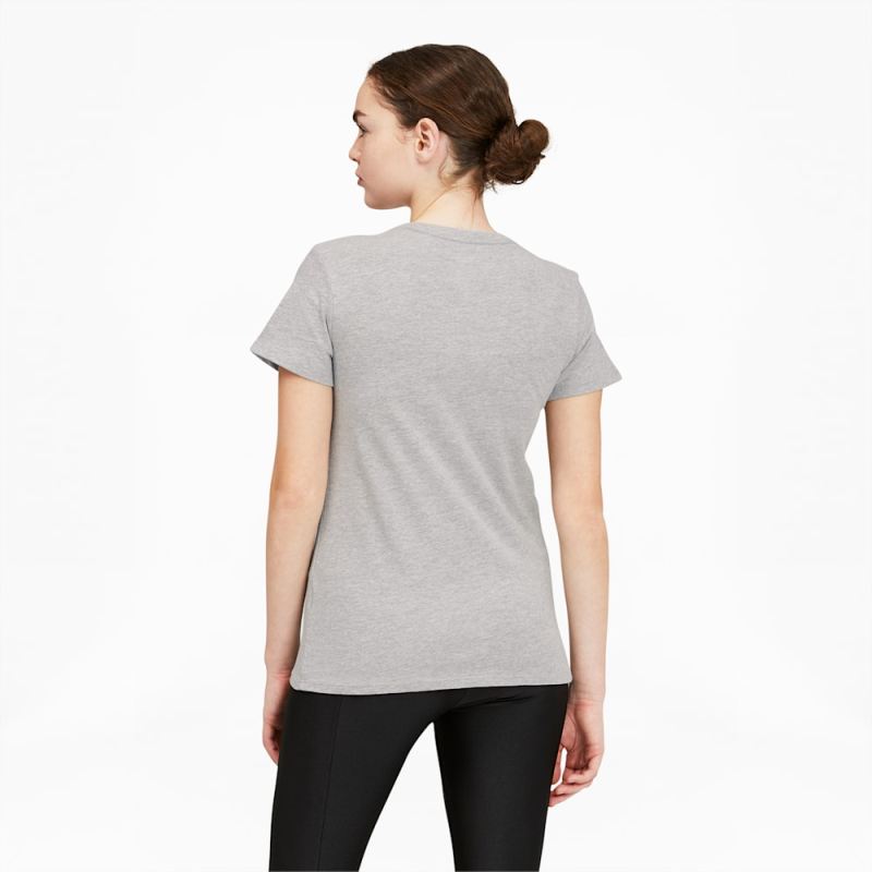 Puma | Women's Classics Logo Tee - Light Gray Heather-White