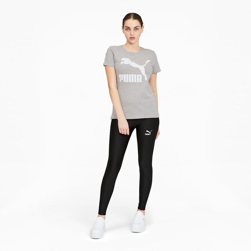 Puma | Women's Classics Logo Tee - Light Gray Heather-White