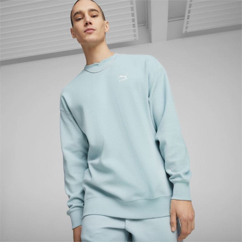 Puma | Men's CLASSICS Waffle Sweatshirt - Turquoise Surf