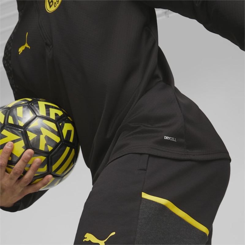 Puma | Men's Borussia Dortmund Soccer Quarter-Zip Training Top - Black-Cyber Yellow