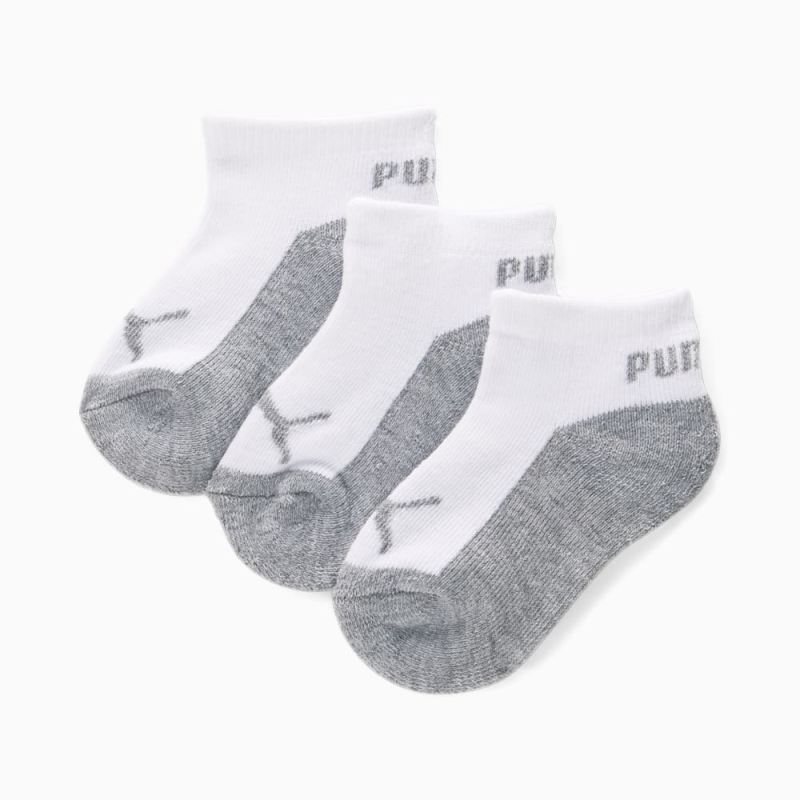 Puma | Girls No Show Kids Socks [3 Pairs] - WHITE / GREY - Click Image to Close