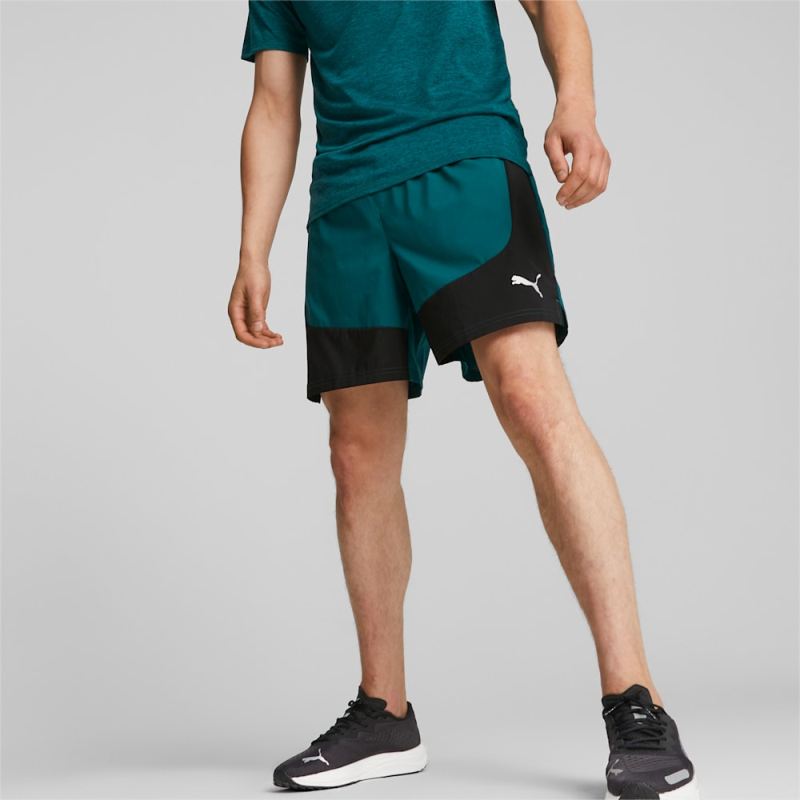 Puma | Men's Run Favorite Velocity 7" Running Shorts - Malachite-Black - Click Image to Close