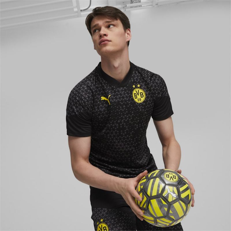 Puma | Men's Borussia Dortmund Soccer Training Jersey - Black-Cyber Yellow - Click Image to Close