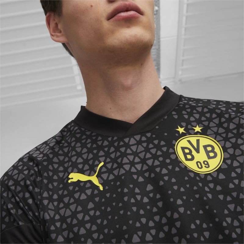 Puma | Men's Borussia Dortmund Soccer Training Jersey - Black-Cyber Yellow