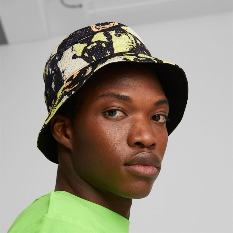 Puma | Men's Basketball Bucket Hat - Yellow Blaze-AOP