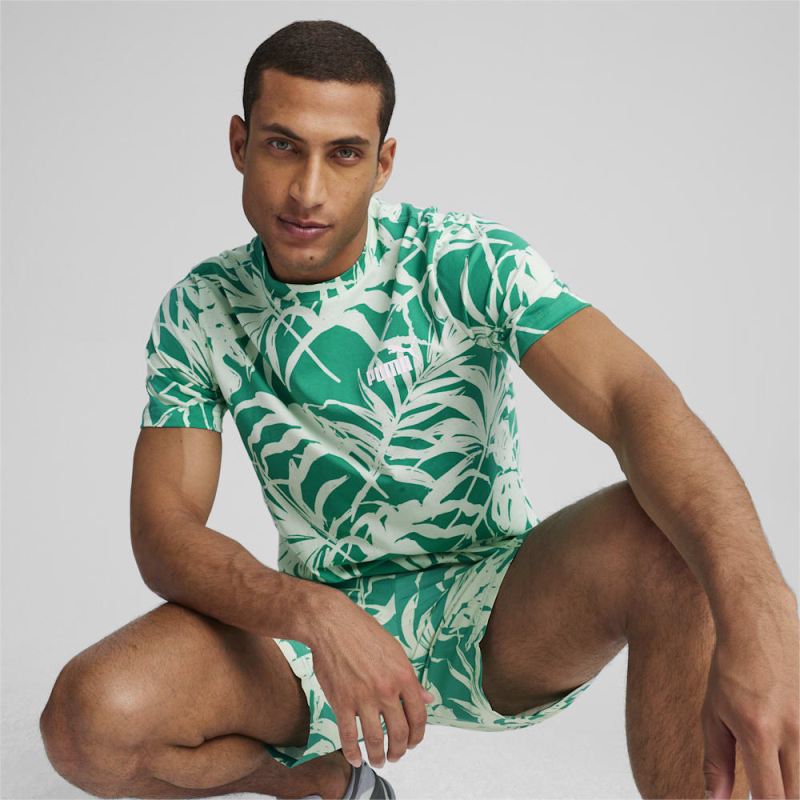 Puma | Men's ESS+ PALM RESORT Tee - Sparkling Green-AOP