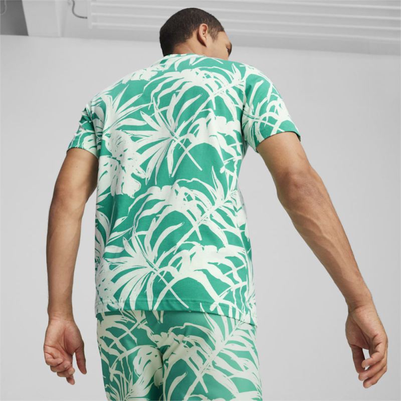 Puma | Men's ESS+ PALM RESORT Tee - Sparkling Green-AOP