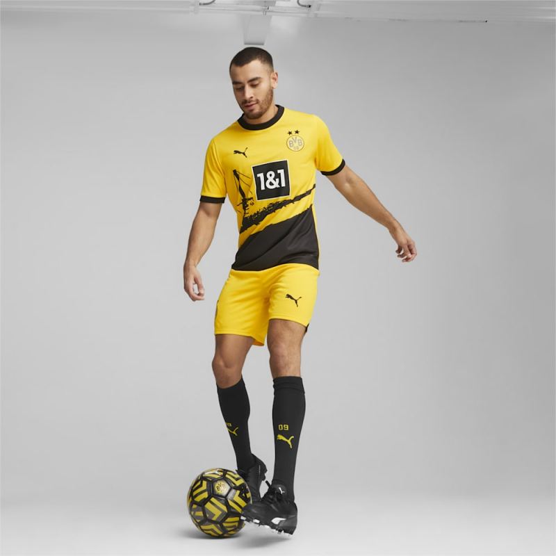 Puma | Men's Borussia Dortmund Soccer Shorts - Cyber Yellow-Black