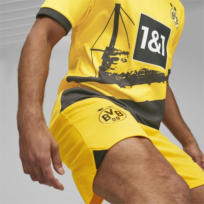 Puma | Men's Borussia Dortmund Soccer Shorts - Cyber Yellow-Black