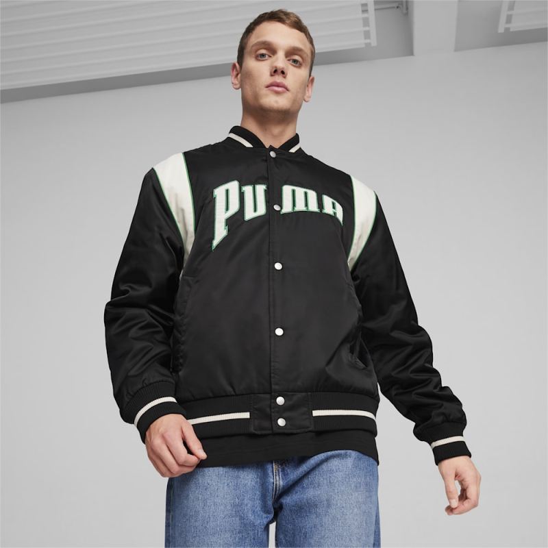 Puma | Men's For the Fanbase Puma | Men's TEAM Varsity Jacket - Black