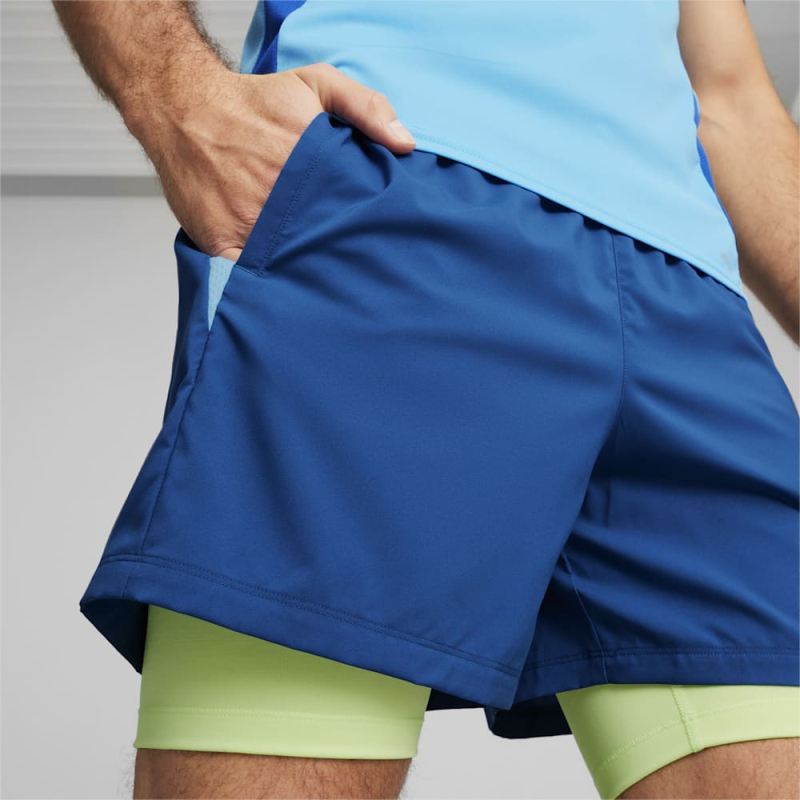 Puma | Men's Individual teamGOAL Racquet Sports 2-in-1 Shorts - Cobalt Glaze-Luminous Blue