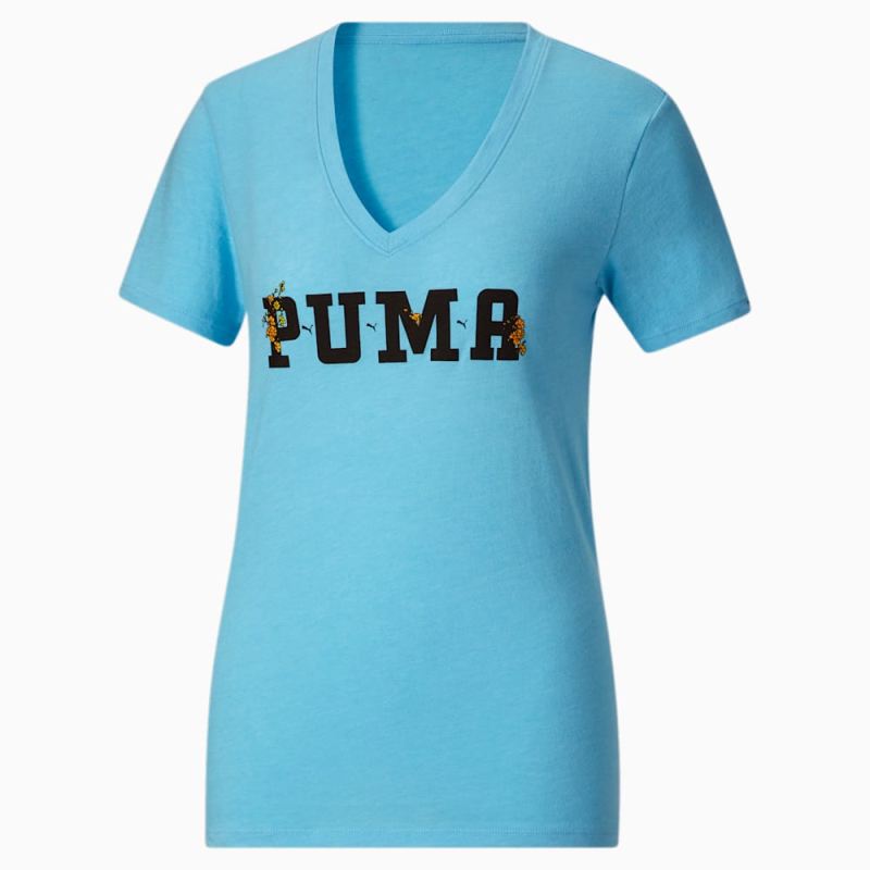 Puma | Women's Varsity Bloom Tee - Hero Blue Heather