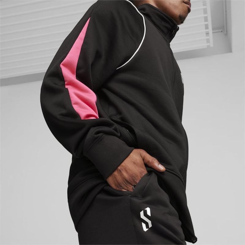 Puma | Men's Scoot x Northern Lights T-73 Pants - Black-Glowing Pink