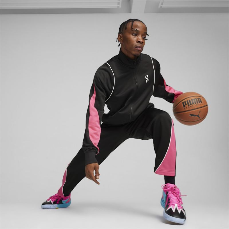 Puma | Men's Scoot x Northern Lights T-73 Pants - Black-Glowing Pink