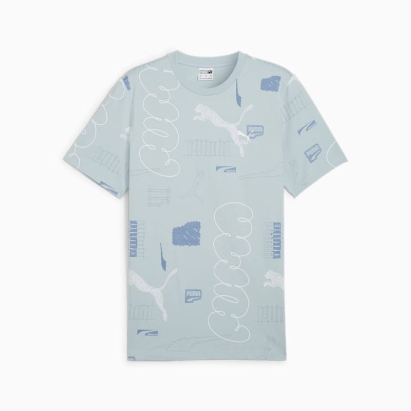 Puma | Men's BRAND LOVE All-Over-Print Tee - Turquoise Surf-AOP