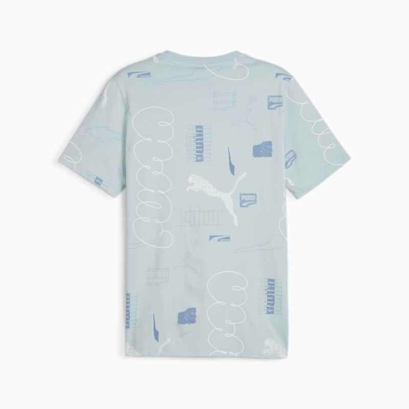 Puma | Men's BRAND LOVE All-Over-Print Tee - Turquoise Surf-AOP