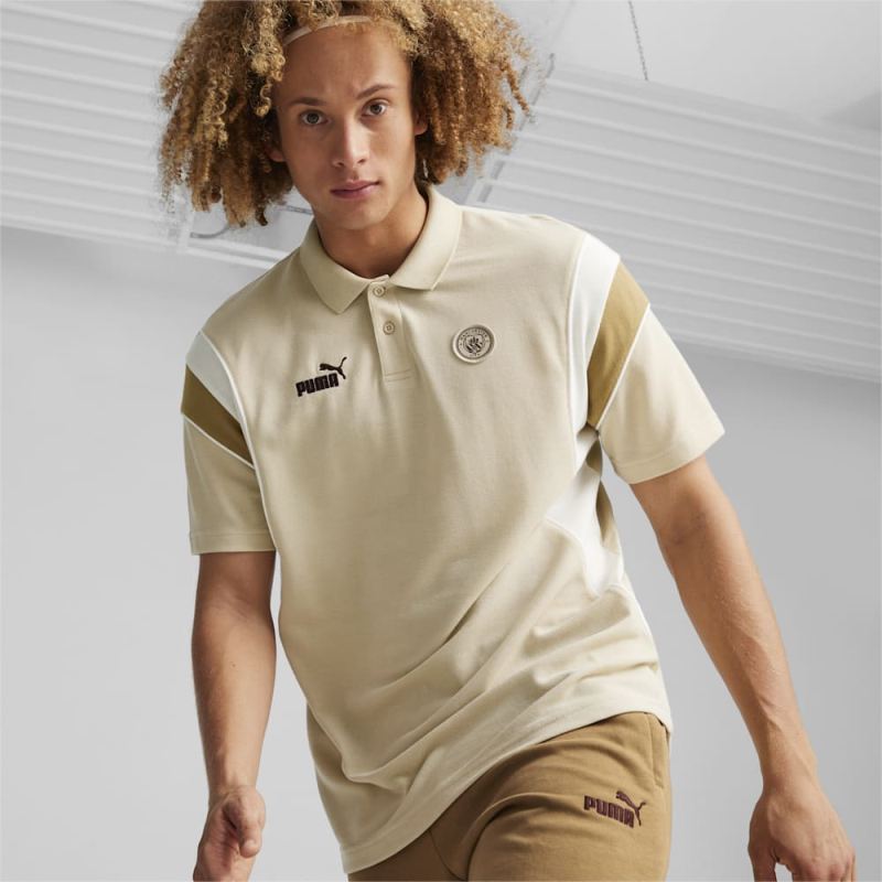 Puma | Men's Manchester City FtblArchive Polo - Granola-Frosted Ivory