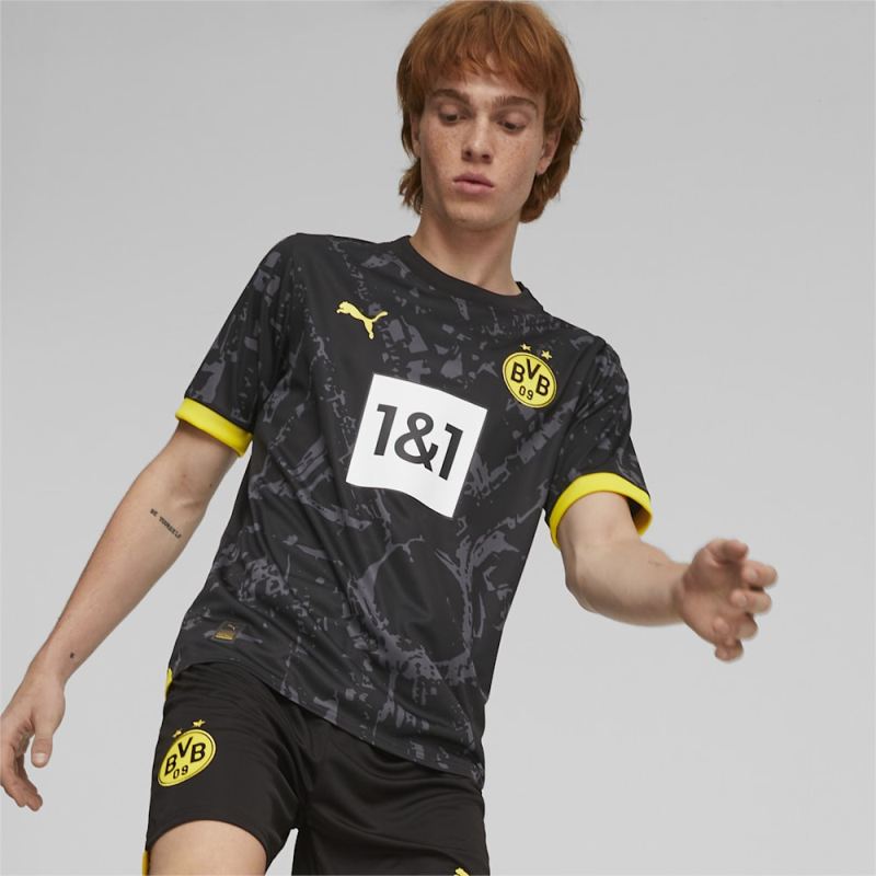 Puma | Men's Borussia Dortmund 23/24 Away Jersey - Black-Cyber Yellow