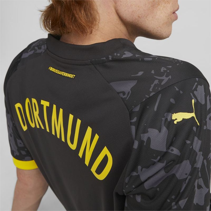 Puma | Men's Borussia Dortmund 23/24 Away Jersey - Black-Cyber Yellow