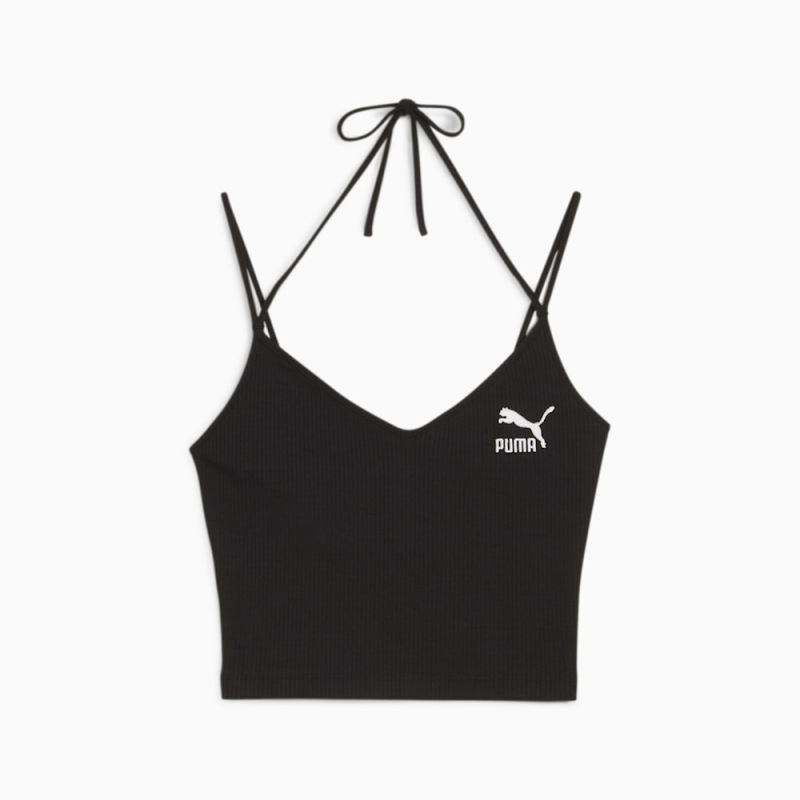 Puma | Women's CLASSICS Ribbed Crop Top - Black