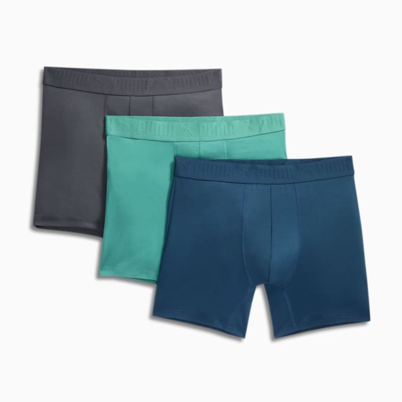 Puma | Men's Ultra Soft Boxer Briefs (3 Pack) - GREEN / BLUE