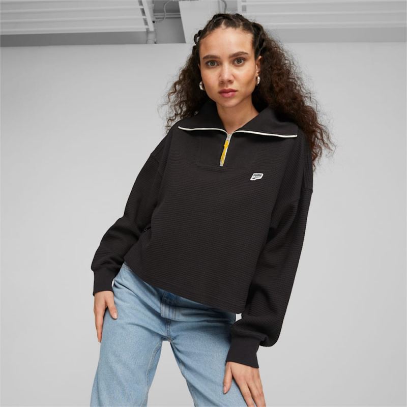 Puma | Women's DOWNTOWN Half-Zip Sweatshirt - Black