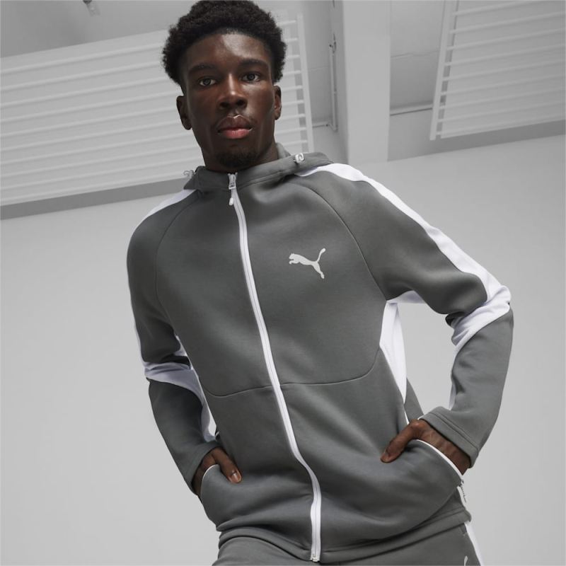 Puma | Men's EVOSTRIPE Full-Zip Hoodie - Mineral Gray