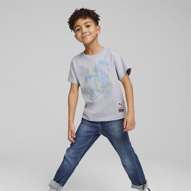 Puma | Boys Puma | Boys x TROLLS Little Kids Graphic Tee - Gray Fog