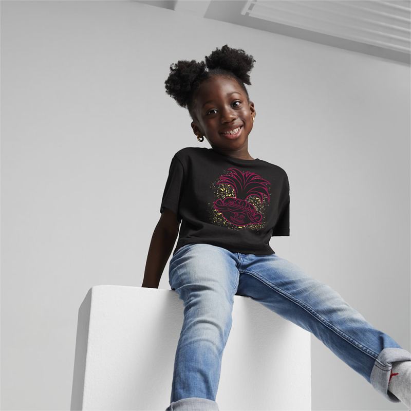 Puma | Girls Puma | Girls x TROLLS Little Kids Graphic Tee - Black