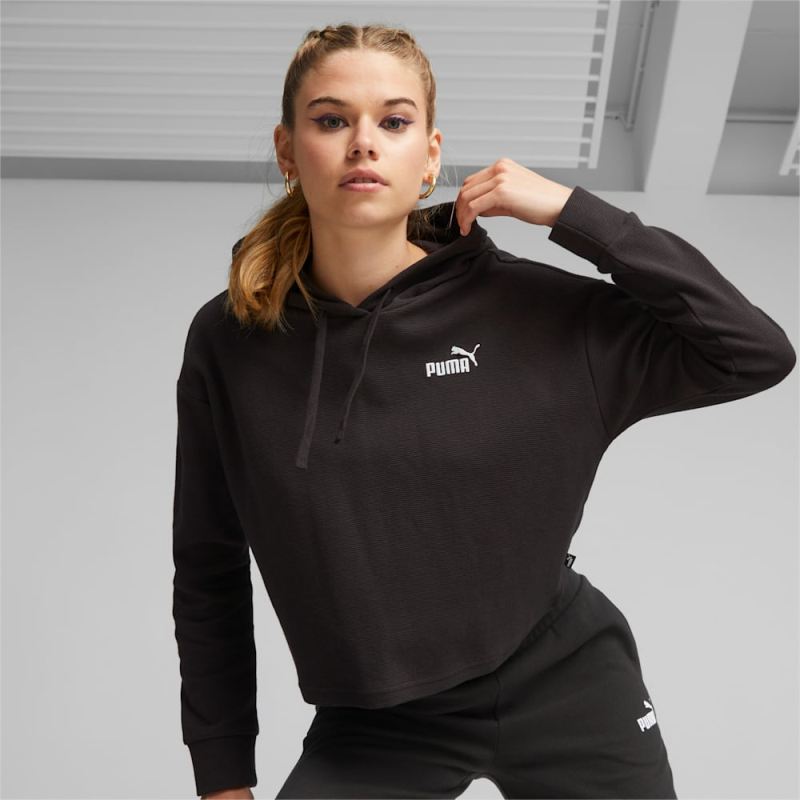 Puma | Women's ESS+ Cropped Hoodie - Black