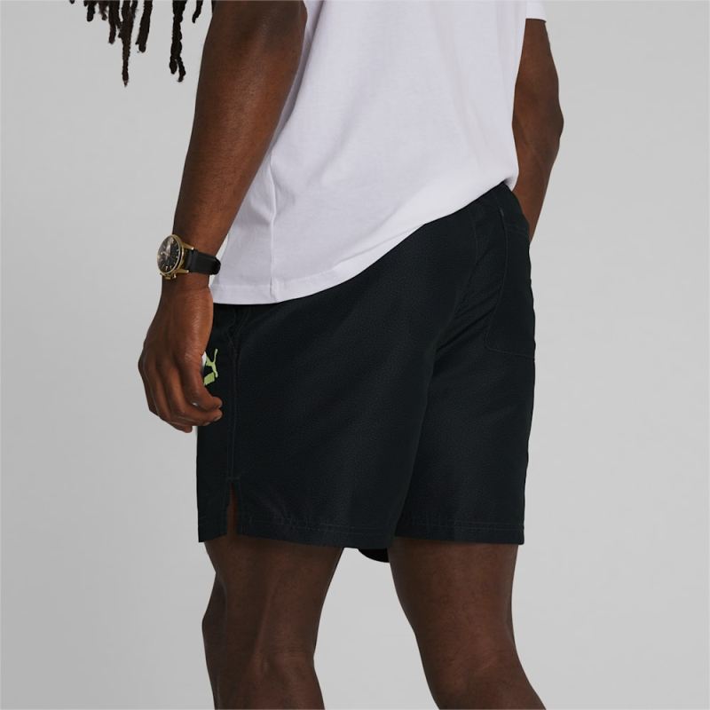 Puma | Men's Classics Daytona 6" Woven Shorts - Black-AOP