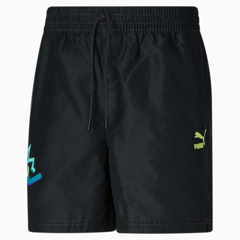 Puma | Men's Classics Daytona 6" Woven Shorts - Black-AOP