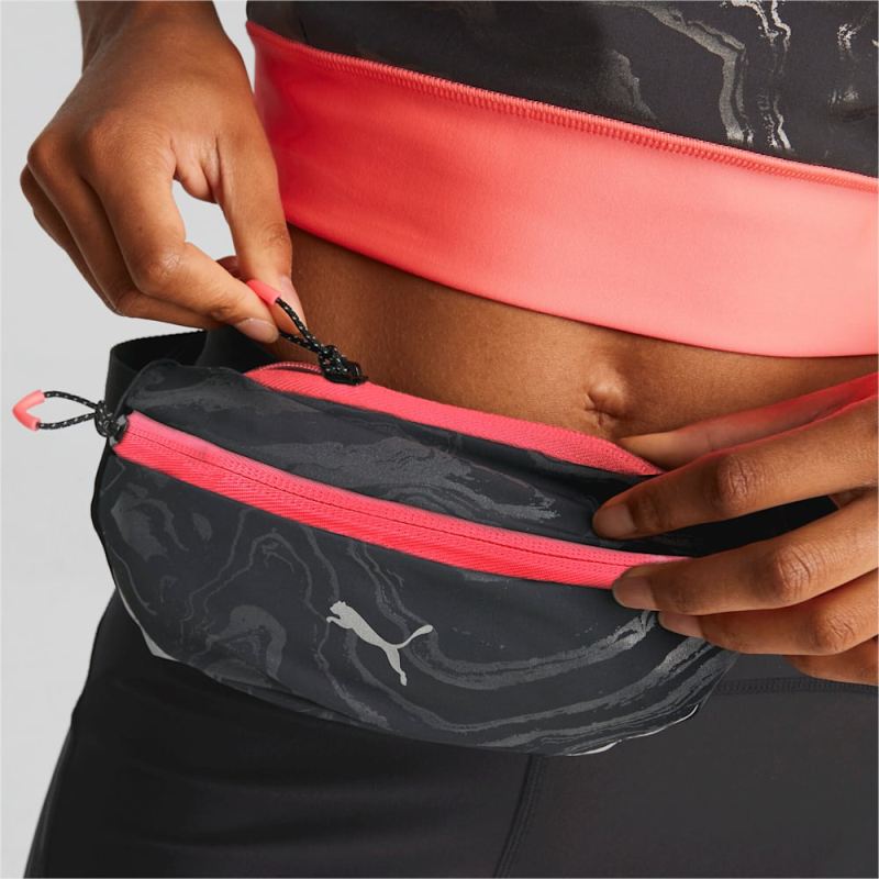 Puma | Women's Performance Running Classic Waist Bag - Black-Sunset Glow