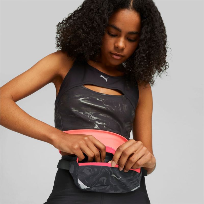 Puma | Women's Performance Running Classic Waist Bag - Black-Sunset Glow