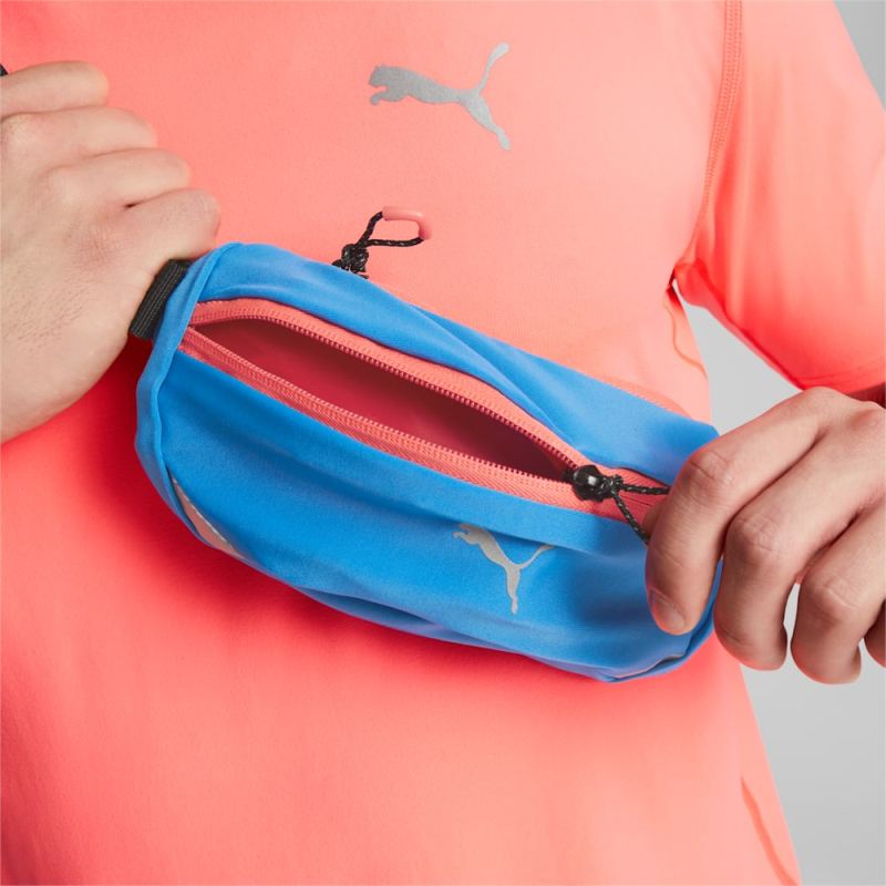 Puma | Men's Performance Running Classic Waist Bag - Concrete Gray-Icy Blue