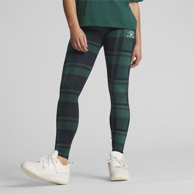 Puma | Women's x TROPHY HUNTING Basketball Leggings - Malachite-AOP - Click Image to Close