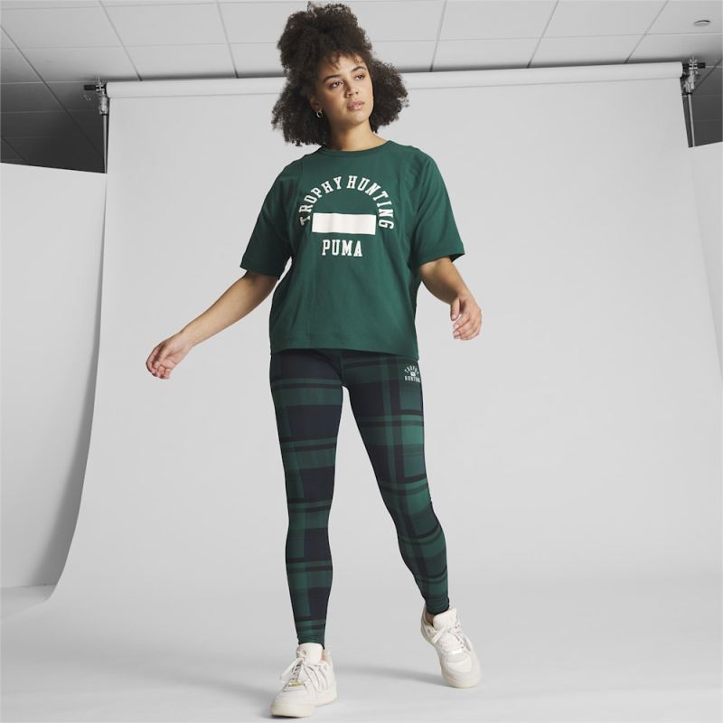 Puma | Women's x TROPHY HUNTING Basketball Leggings - Malachite-AOP