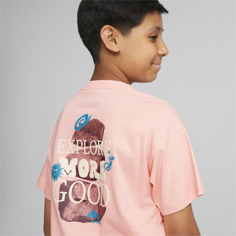 Puma | Boys Downtown Kids Graphic Tee - Peach Smoothie