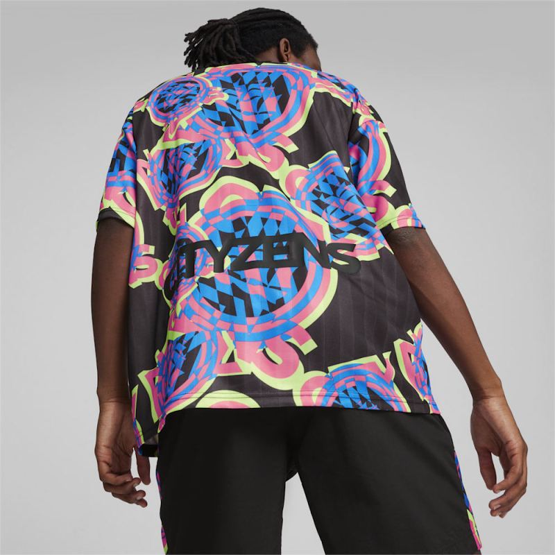 Puma | Men's Manchester City FtblNrgy AOP Jersey - Black-Sunset Glow