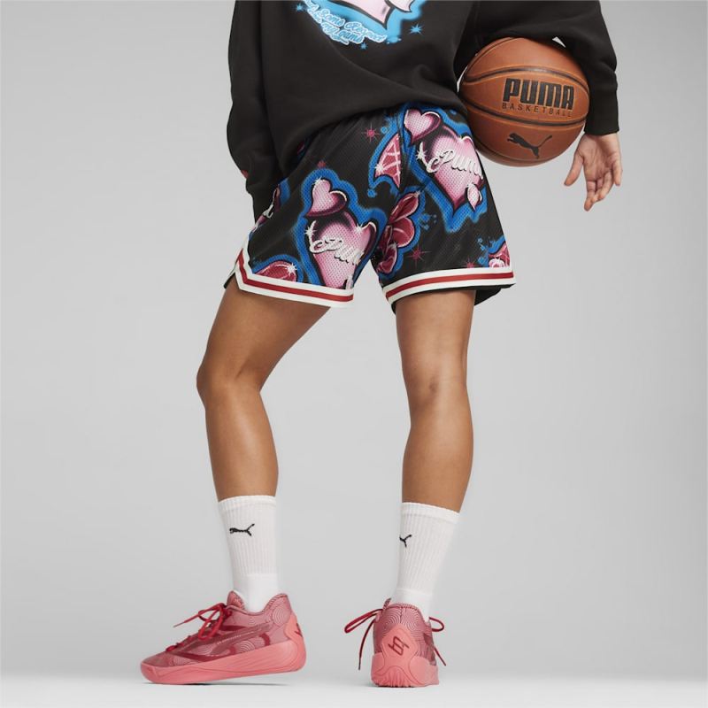 Puma | Women's Game Love Basketball Shorts - Black-AOP