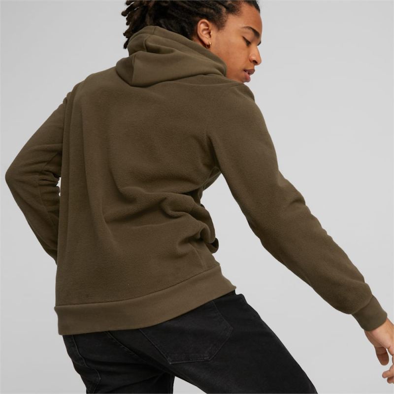 Puma | Men's Essentials Polar Fleece Hoodie - Deep Olive