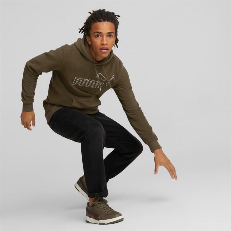 Puma | Men's Essentials Polar Fleece Hoodie - Deep Olive