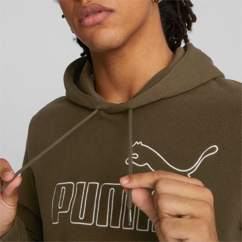 Puma | Men's Essentials Polar Fleece Hoodie - Deep Olive