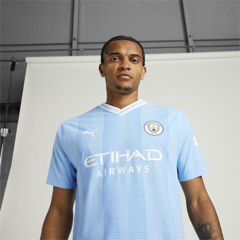 Puma | Men's Manchester City 23/24 Authentic Home Jersey - Team Light Blue-White