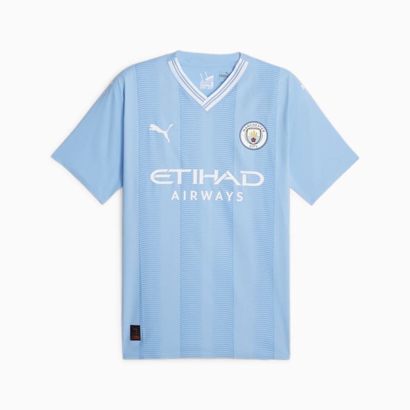 Puma | Men's Manchester City 23/24 Authentic Home Jersey - Team Light Blue-White