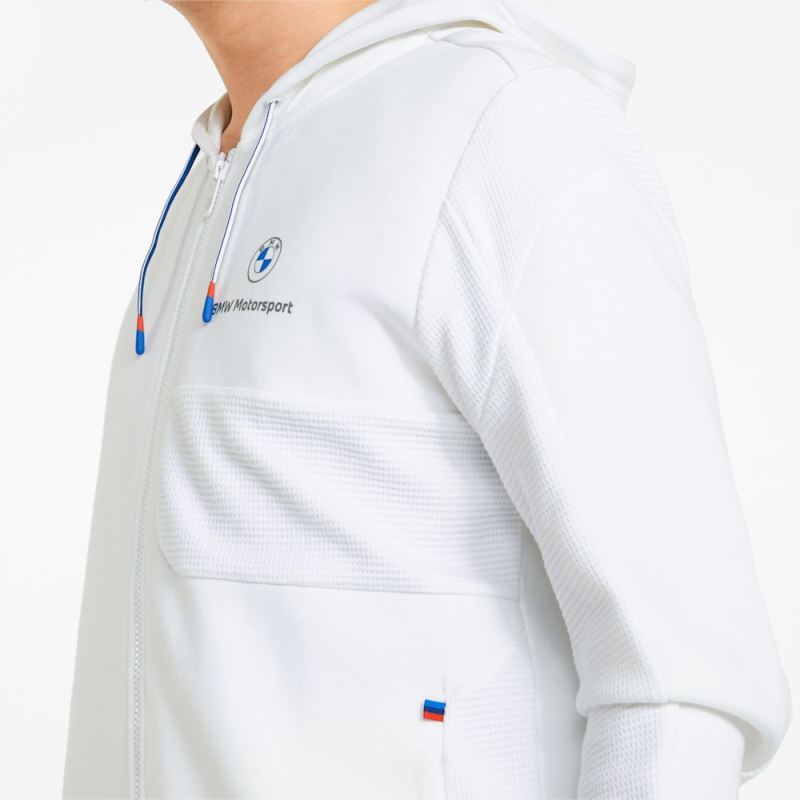 Puma | Men's BMW M Motorsport Hooded Sweat Jacket - White