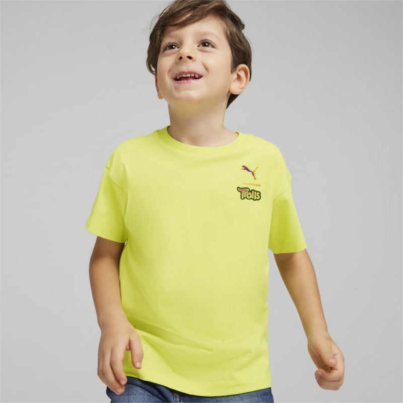 Puma | Boys Puma | Boys x TROLLS Little Kids Graphic Tee - Lime Sheen - Click Image to Close