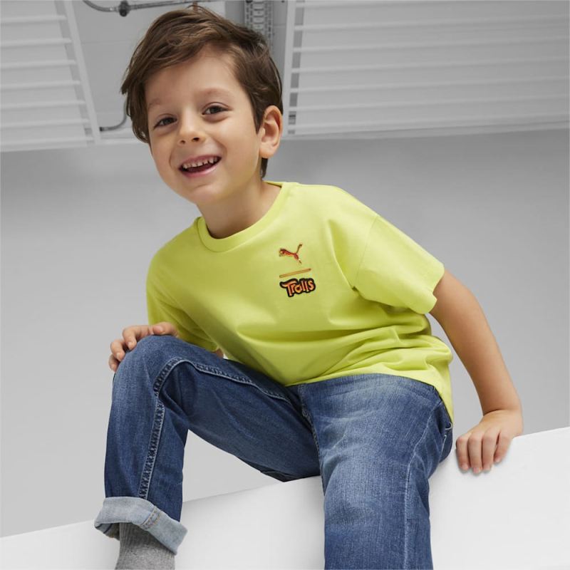 Puma | Boys Puma | Boys x TROLLS Little Kids Graphic Tee - Lime Sheen