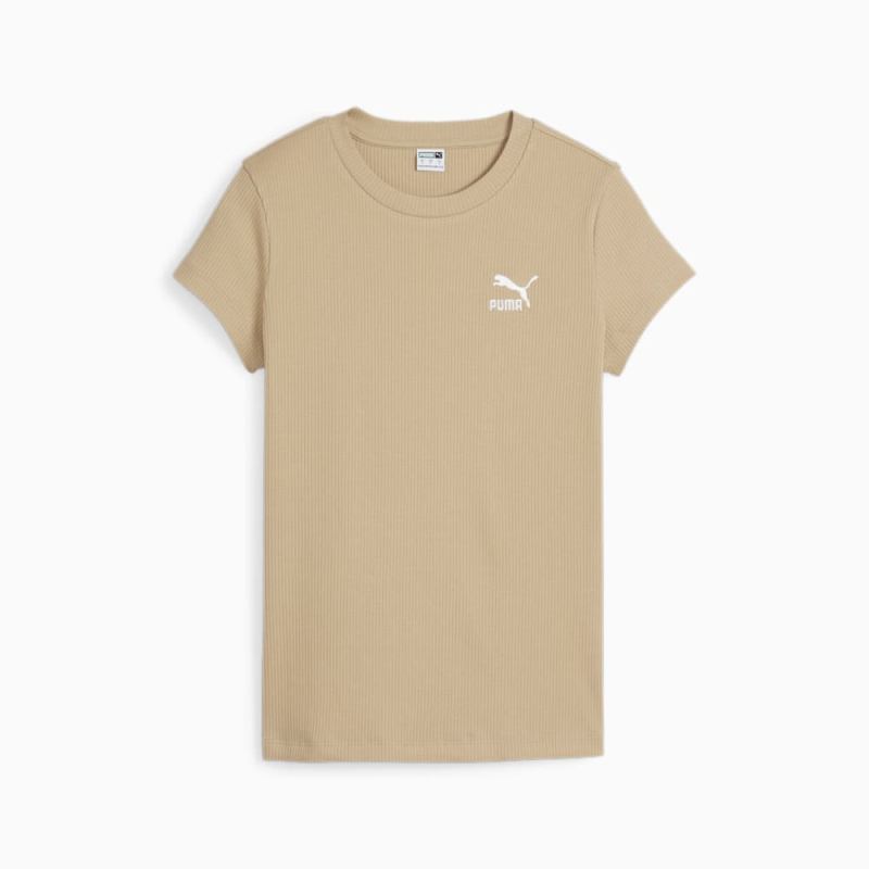 Puma | Women's CLASSICS Ribbed Slim Tee - Prairie Tan